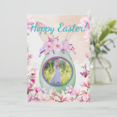 Hoppy Easter green egg photo Kaart (Staand voorkant)