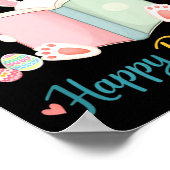 Hoppy easter happy reading bunny design for kids poster (Hoek)