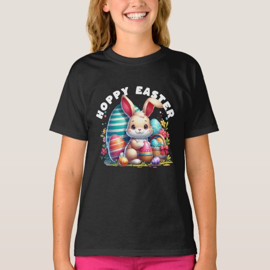 Hoppy Easter Kawaii Bunny Happy Easter T-shirt (Voorkant)