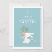 Hoppy Easter konijn en wortelmand Feestdagenkaart (Voorkant)