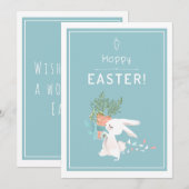 Hoppy Easter konijn en wortelmand Feestdagenkaart (Voorkant / Achterkant)