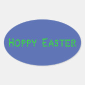 Hoppy Easter Neon Green Ovale Sticker (Voorkant)
