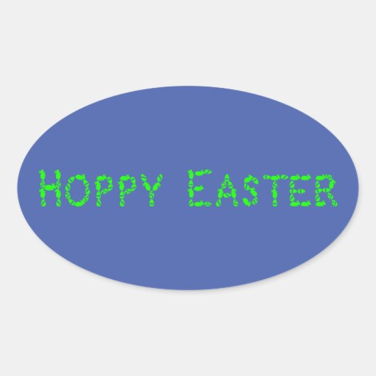 Hoppy Easter Neon Green Ovale Sticker (Voorkant)