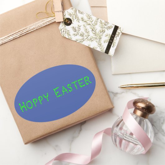 Hoppy Easter Neon Green Ovale Sticker (Geschenken)