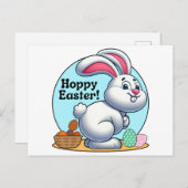Hoppy Easter! Paashaas pooping chocolade eieren Feestdagenkaart (Voorkant / Achterkant)