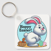 Hoppy Easter! Paashaas pooping chocolade eieren Sleutelhanger (Voorkant)