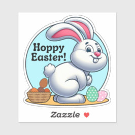 Hoppy Easter! Paashaas pooping chocolade eieren Sticker