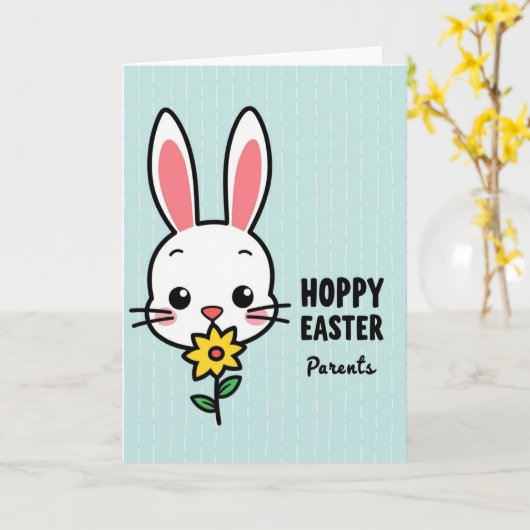 Hoppy Easter Parents Rabbit Card Kaart (Gele Bloem)