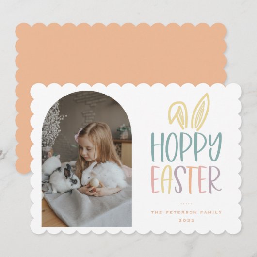 Hoppy Easter Photo Holiday Card Feestdagenkaart (Voorkant / Achterkant)
