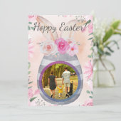 Hoppy Easter photo in grey egg Kaart (Staand voorkant)