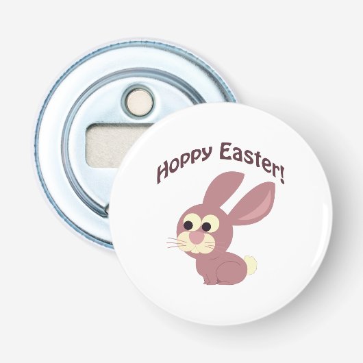 Hoppy Easter Pink Bunny Button Flesopener (Voorkant)