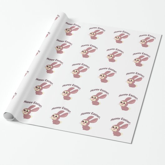 Hoppy Easter Pink Bunny Cadeaupapier (Uitgerold)