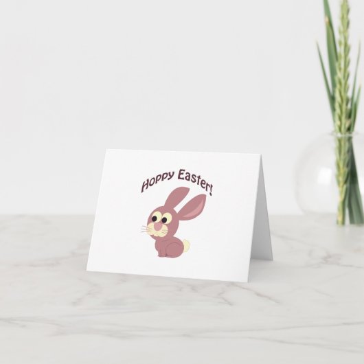 Hoppy Easter Pink Bunny Feestdagen Kaart (Voorkant)