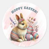 Hoppy Easter Rabbit Easter Eggs Ronde Sticker (Voorkant)