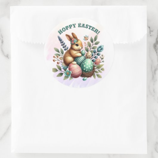 Hoppy Easter Rabbit Easter Eggs Ronde Sticker (Tas)