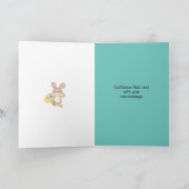 Hoppy Easter Rabbit Opgevouwen Wenskaart Kaart (Binnen)