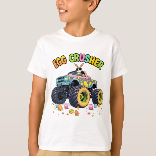 Hoppy Easter Ride Bunny rijdt monstertruck aan T-shirt (Voorkant)