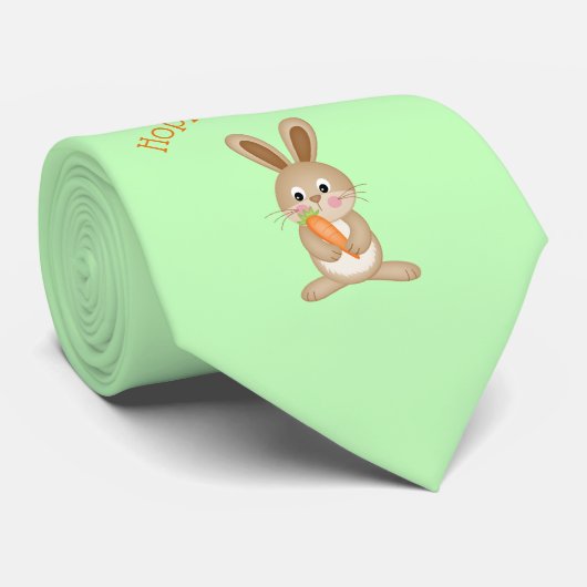 Hoppy Easter Schattig Bunny met wortel Stropdas (Opgerold)