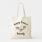 Hoppy Easter schattig grappig konijnengezicht aang Tote Bag (Achterkant)