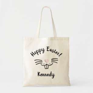 Hoppy Easter schattig grappig konijnengezicht aang Tote Bag