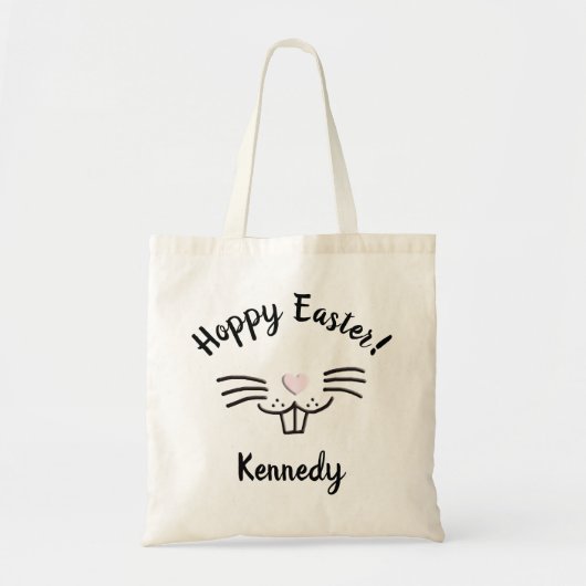 Hoppy Easter schattig grappig konijnengezicht aang Tote Bag (Voorkant)