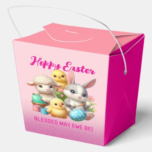 Hoppy Easter Schattige Bunny Chicks Lamb Schildere Bedankdoosjes (Achterkant)