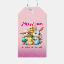 Hoppy Easter Schattige Bunny Chicks Lamb Schildere Cadeaulabel
