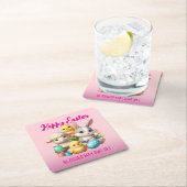 Hoppy Easter Schattige Bunny Chicks Lamb Schildere Kartonnen Onderzetters (Insitu)