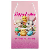 Hoppy Easter Schattige Bunny Chicks Lamb Schildere Klein Cadeauzakje (Achterkant)