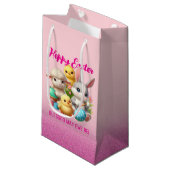Hoppy Easter Schattige Bunny Chicks Lamb Schildere Klein Cadeauzakje (Voorkant Gekanteld)