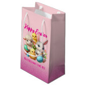 Hoppy Easter Schattige Bunny Chicks Lamb Schildere Klein Cadeauzakje (Achterkant Gekanteld)