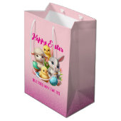 Hoppy Easter Schattige Bunny Chicks Lamb Schildere Medium Cadeauzakje (Achterkant Gekanteld)