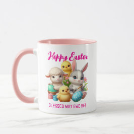 Hoppy Easter Schattige Bunny Chicks Lamb Schildere Mok