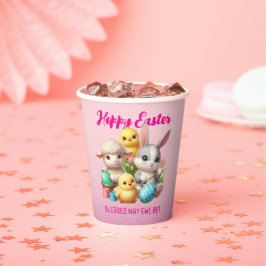 Hoppy Easter Schattige Bunny Chicks Lamb Schildere Papieren Bekers