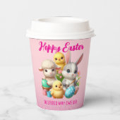 Hoppy Easter Schattige Bunny Chicks Lamb Schildere Papieren Bekers (Achterkant)