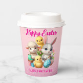 Hoppy Easter Schattige Bunny Chicks Lamb Schildere Papieren Bekers (Voorkant)