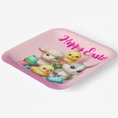 Hoppy Easter Schattige Bunny Chicks Lamb Schildere Papieren Bordje (Gebogen)