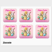Hoppy Easter Schattige Bunny Chicks Lamb Schildere Vierkante Sticker (Vel)