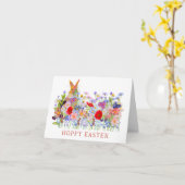 Hoppy Easter Schattige Bunny en Boho Wildflower Kaart (Gele Bloem)