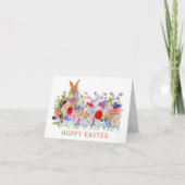 Hoppy Easter Schattige Bunny en Boho Wildflower Kaart (Voorkant)