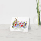 Hoppy Easter Schattige Bunny en Wildflower Kaart (Voorkant)