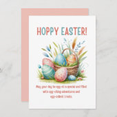 Hoppy Easter waterverf Eggs In Basket Grappig Feestdagenkaart (Voorkant / Achterkant)
