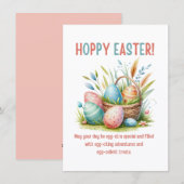 Hoppy Easter waterverf Eggs In Basket Grappig Feestdagenkaart (Voorkant / Achterkant)