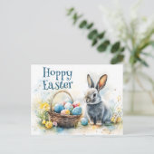 Hoppy Easter Waterverf Feestdagenkaart (Staand voorkant)
