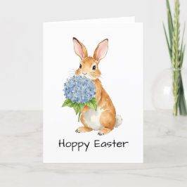 Hoppy Easter Waterverf Hydrangea Bunny Bedankkaart