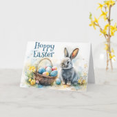 Hoppy Easter Waterverf Kaart (Gele Bloem)