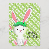 Hoppy Easter Wenskaart met Bunny Feestdagenkaart (Voorkant / Achterkant)