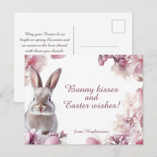  🐇Hoppy Easter Wishes Feestdagenkaart (Voorkant / Achterkant)