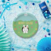 Hoppy Easter word pun white bunny Papieren Bordje (Feest)