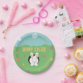 Hoppy Easter word pun white bunny Papieren Bordje (Feest)